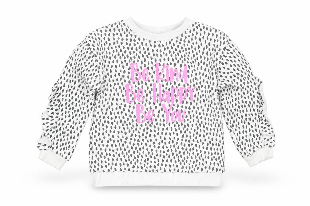 Matalan Girls White Spotted  Pullover Sweatshirt Size 2-3 Years  - Be kind