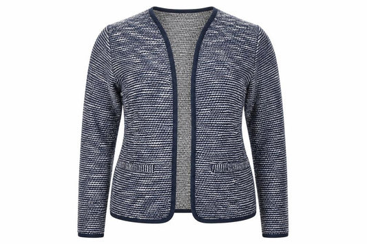 Front view of Papaya women’s blue knit cardigan jumper, size UK 16