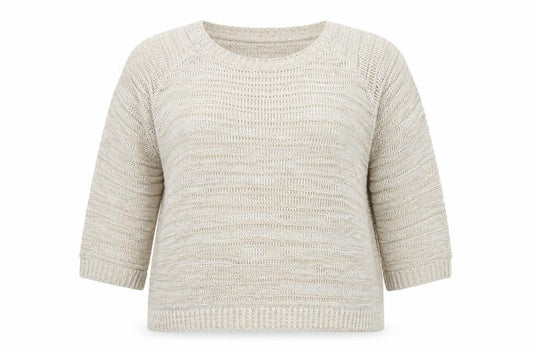 Isle Womens Beige Striped Knit Pullover Jumper Size 16