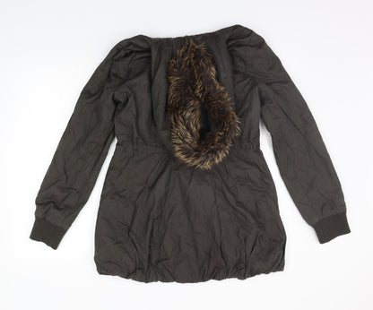 Preloved Select Womens Green   Jacket Coat Size 10  - FAUX FUR - Back