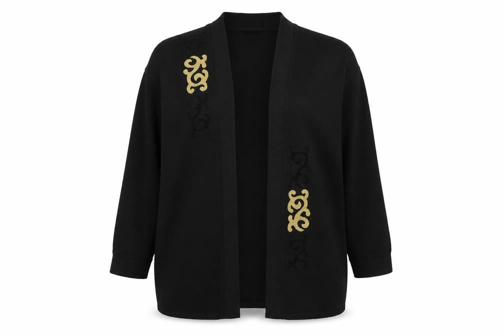 EmberJen Womens Black Geometric  Cardigan Jumper Size S