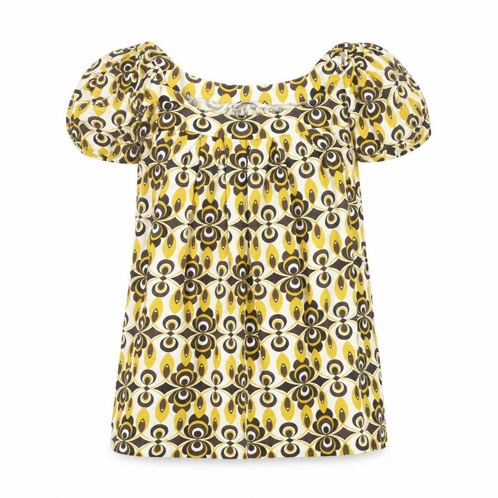 Papaya Womens Yellow Geometric  Basic T-Shirt Size 8