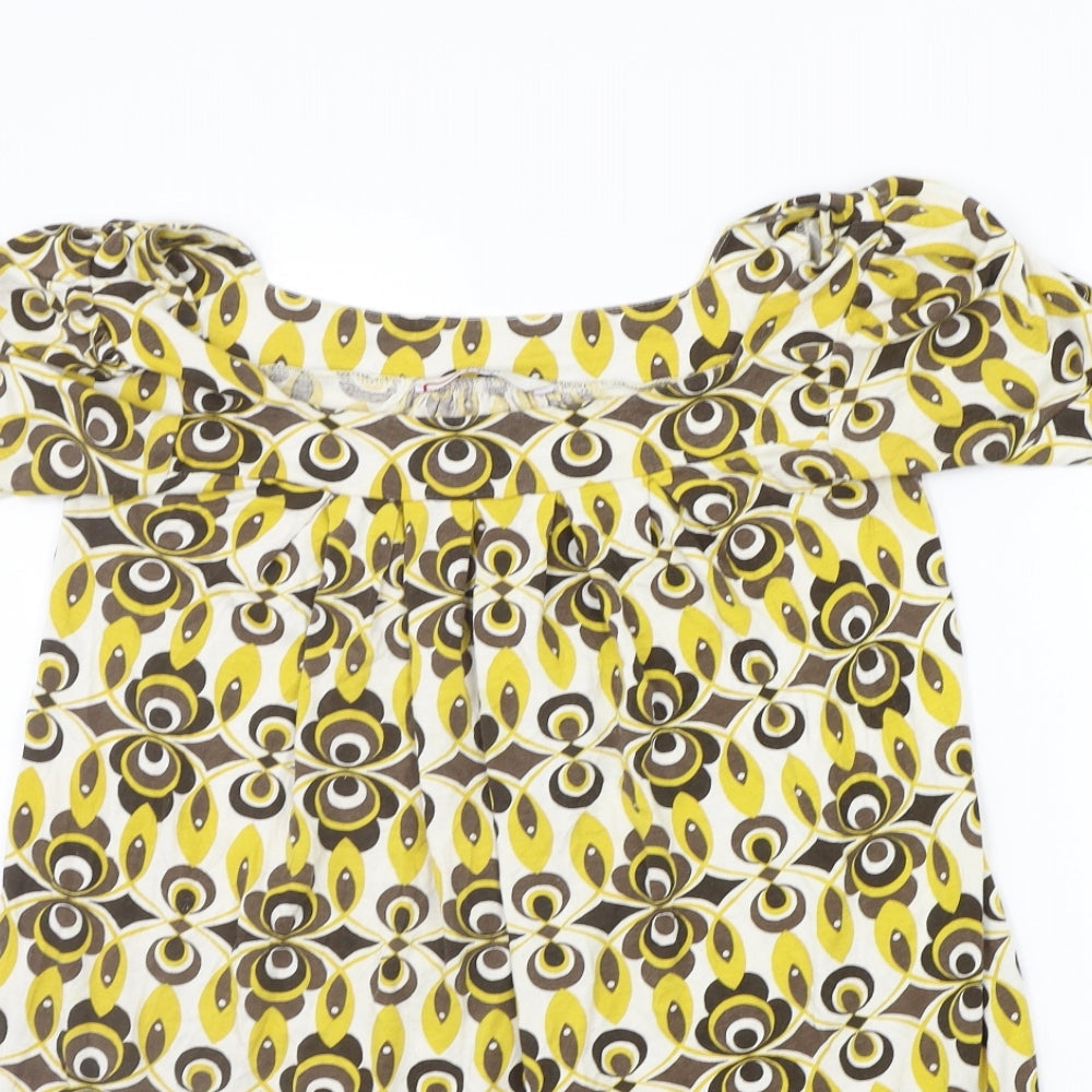 Papaya Womens Yellow Geometric  Basic T-Shirt Size 8