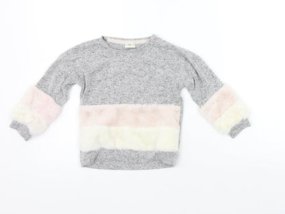 Preloved F&F Boys Grey   Pullover Jumper Size 2-3 Years  - washable mark - Front