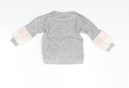 Preloved F&F Boys Grey   Pullover Jumper Size 2-3 Years  - washable mark - Back