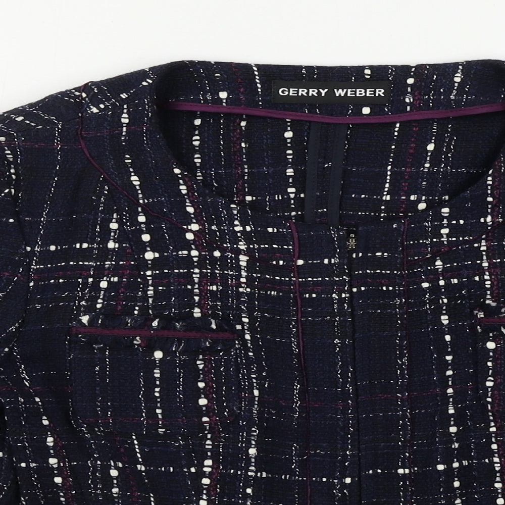 Gerry Weber Womens Blue Check  Jacket Coat Size 10