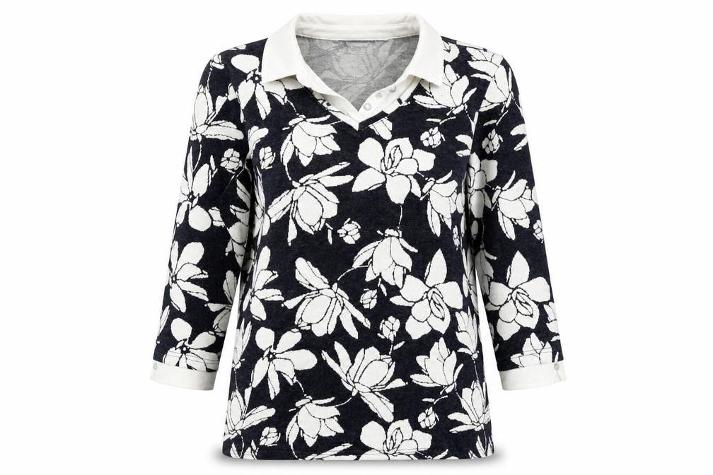 Bonmarché Womens Blue Floral Pullover Jumper Size 10