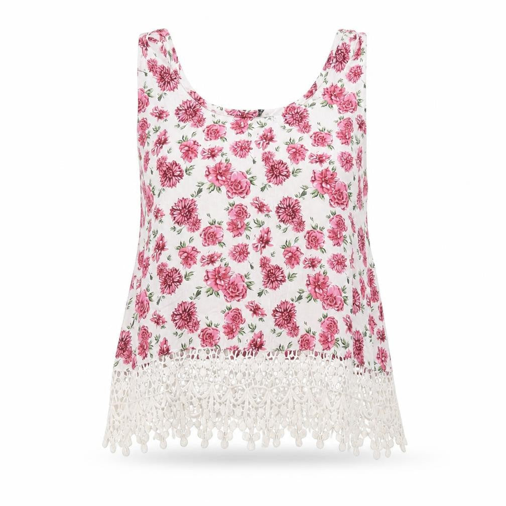 H&M Womens White Floral  Basic Tank Size 6