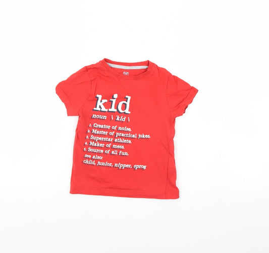 F&F Boys Red   Basic T-Shirt Size 3 Years  - Kid Definition