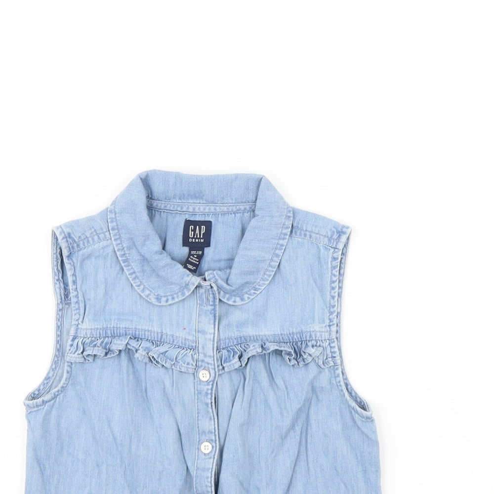 Gap Girls Blue  Denim Basic Button-Up Size M