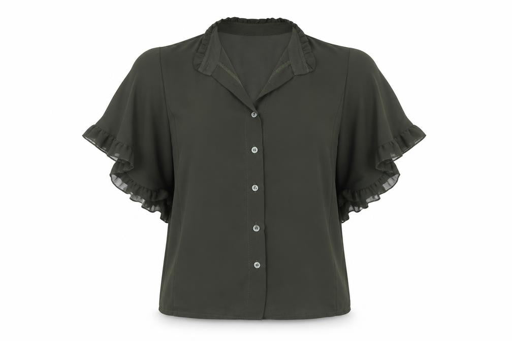 Boohoo Womens Green   Basic Button-Up Size 6