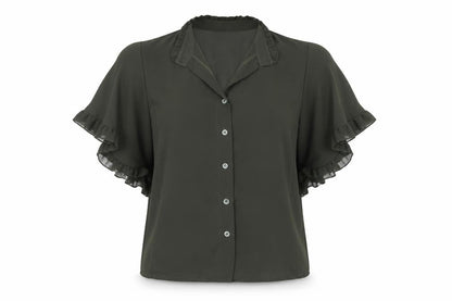Boohoo Womens Green   Basic Button-Up Size 6