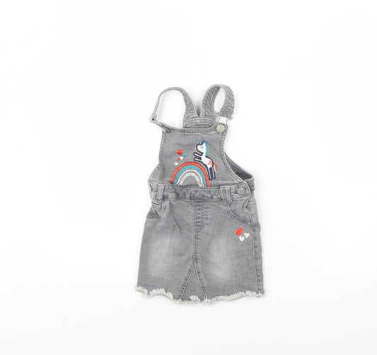 M&Co Girls Grey  Denim Mini  Size 2 Years  - Rainbow
