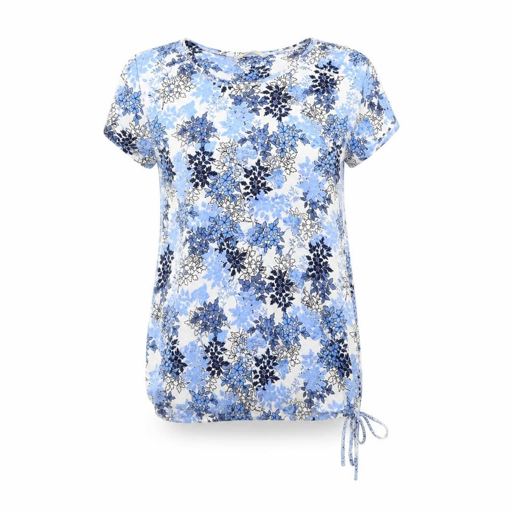 George Womens Blue Floral  Basic Blouse Size 8