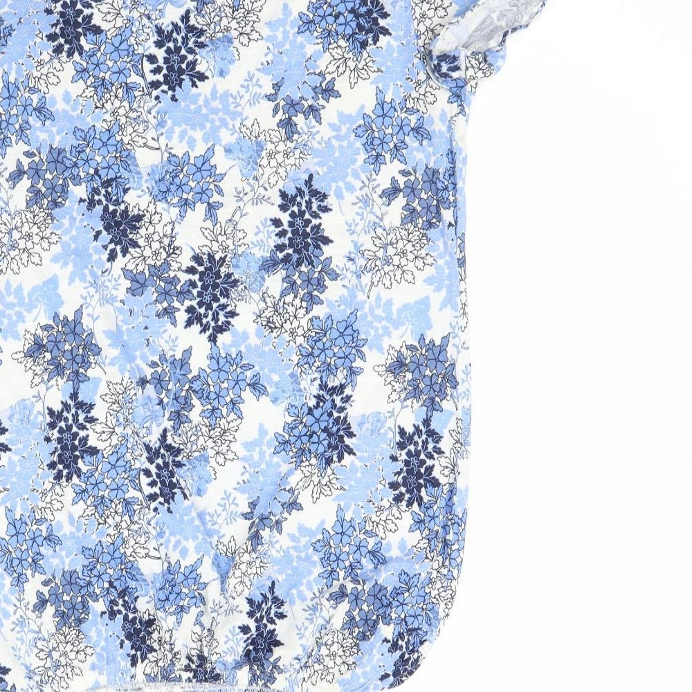 George Womens Blue Floral  Basic Blouse Size 8