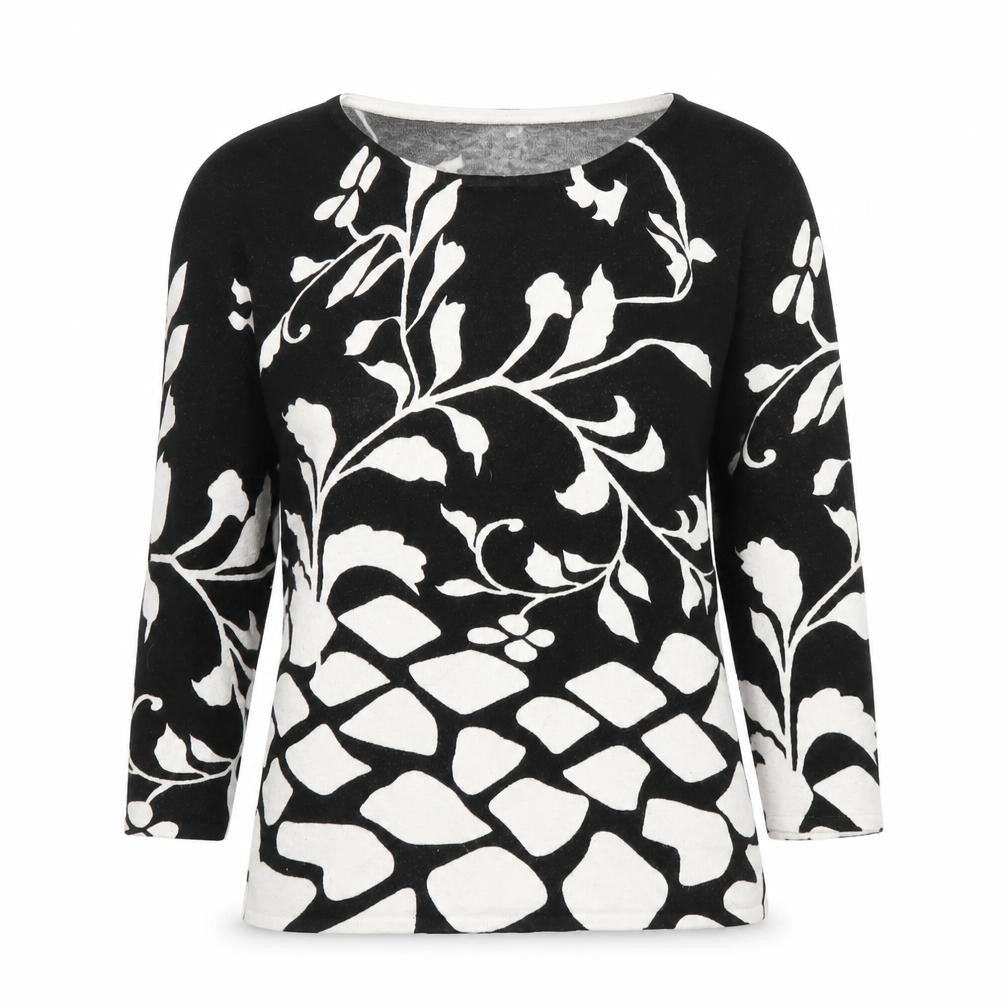 Mia Moda Womens Black Floral  Basic Blouse Size S