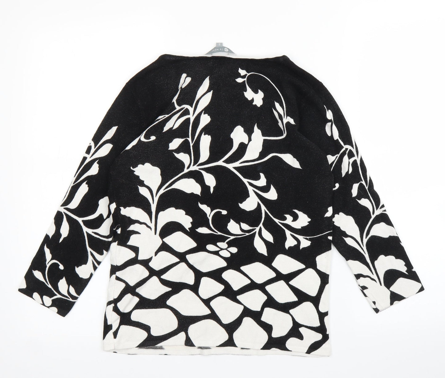 Mia Moda Womens Black Floral  Basic Blouse Size S
