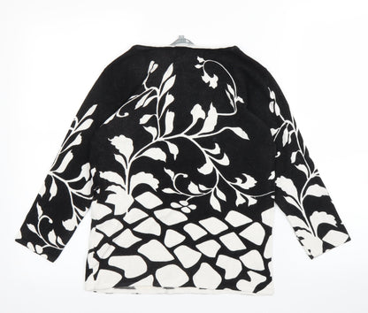 Mia Moda Womens Black Floral  Basic Blouse Size S
