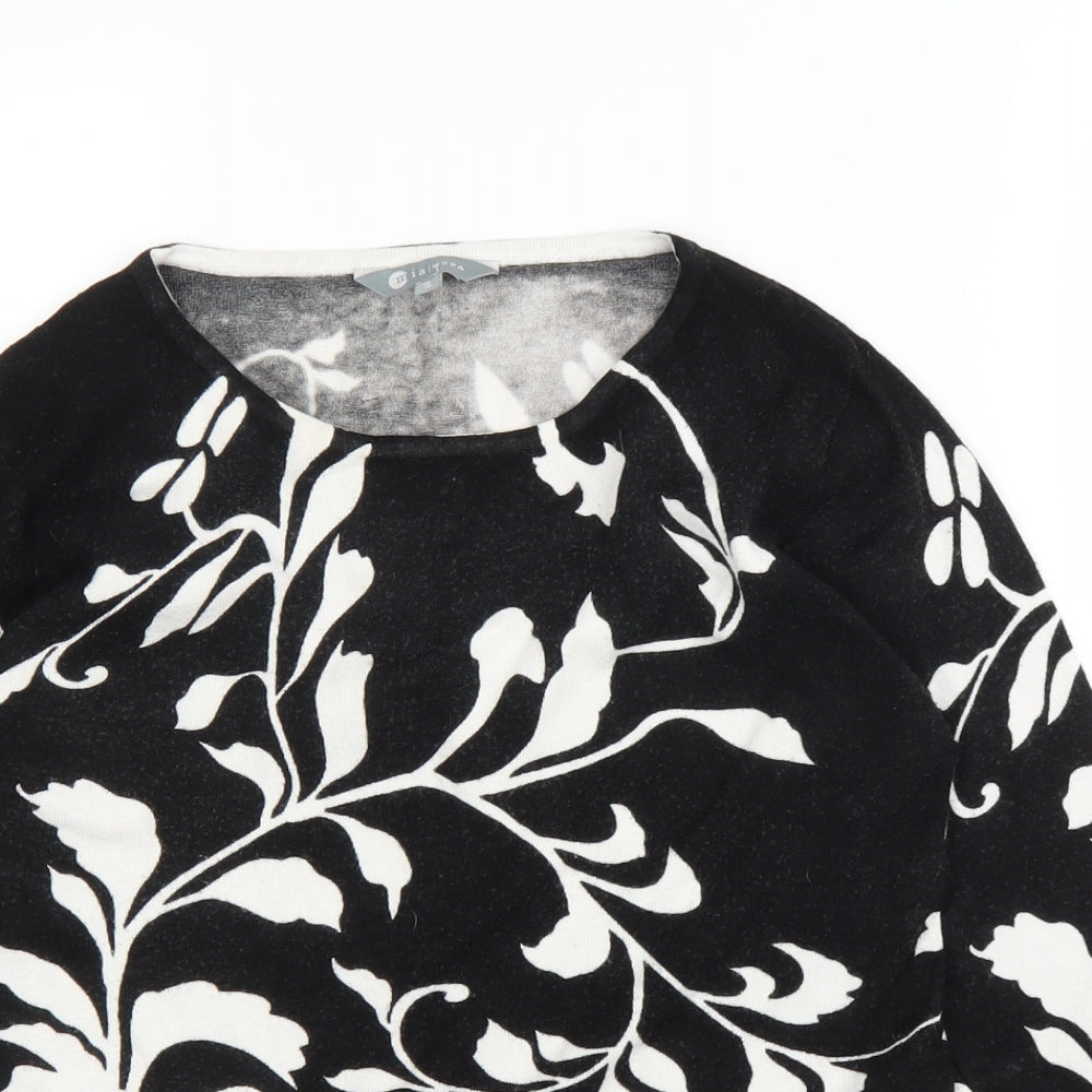 Mia Moda Womens Black Floral  Basic Blouse Size S