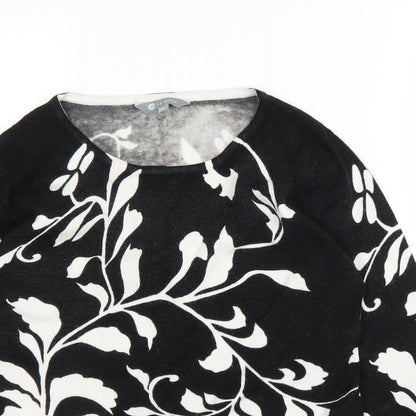 Mia Moda Womens Black Floral  Basic Blouse Size S