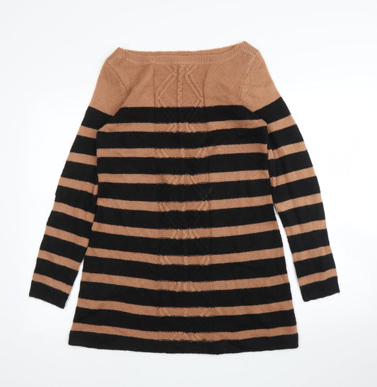 Wallis Womens Brown Striped  Pullover Jumper Size M