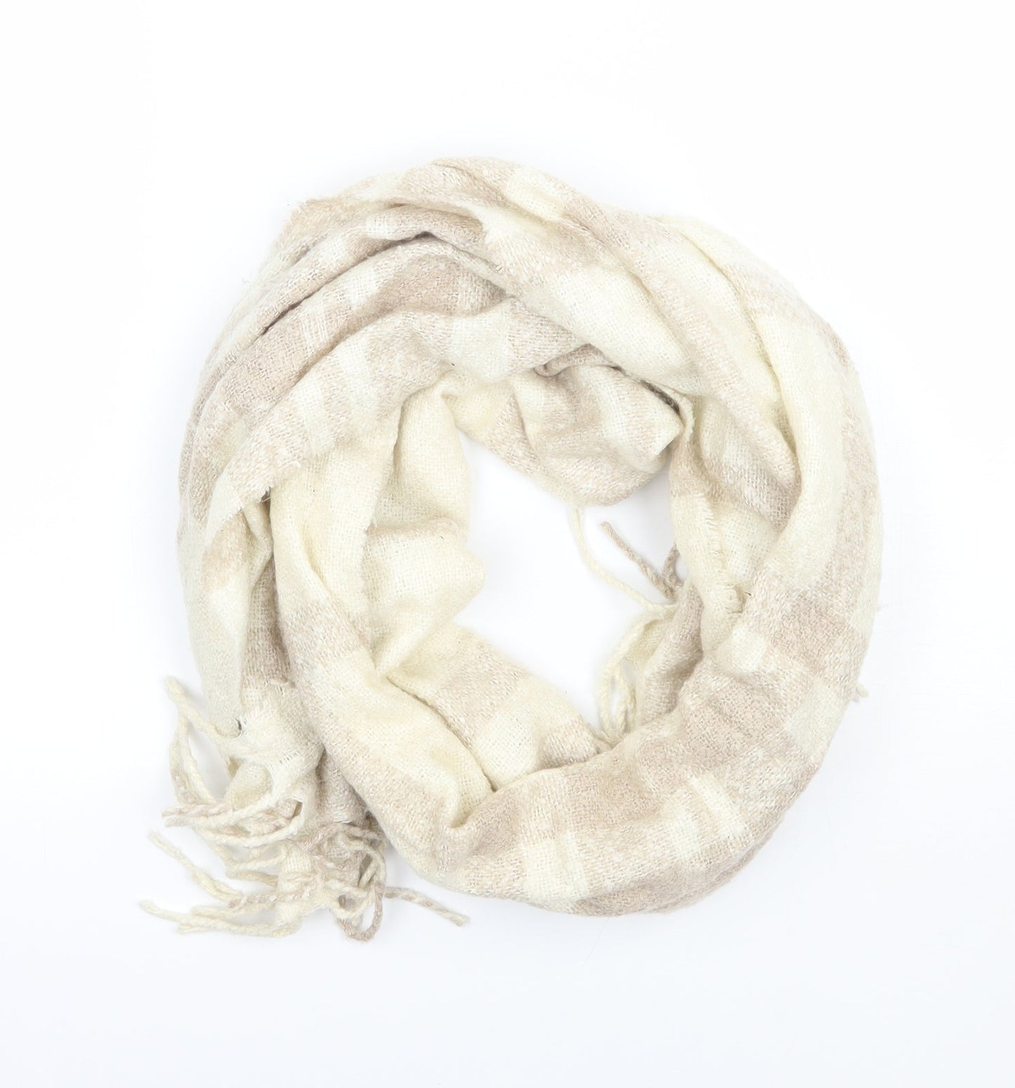 Preworn Womens Beige Check   Scarf