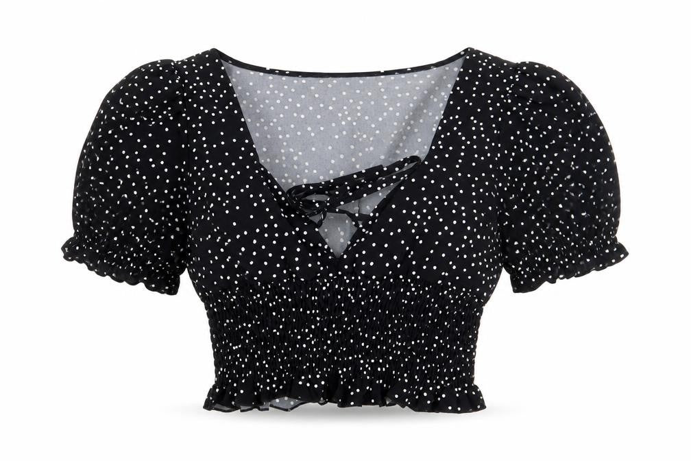 SheIn Womens Black Polka Dot  Basic Blouse Size L