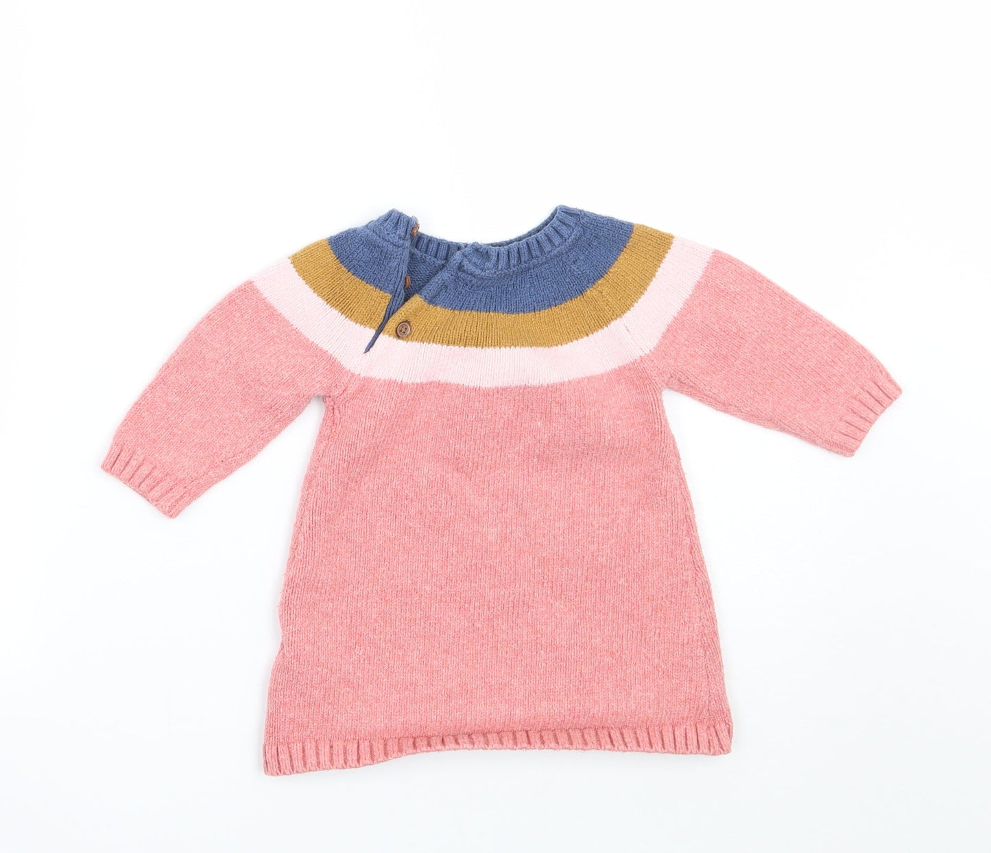 Marks and Spencer Girls Pink Striped  Jumper Dress  Size 6-9 Months