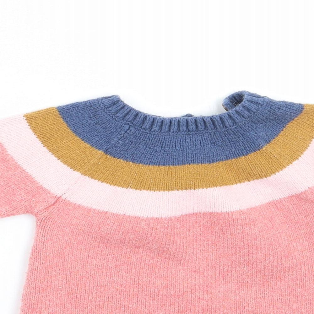 Marks and Spencer Girls Pink Striped  Jumper Dress  Size 6-9 Months