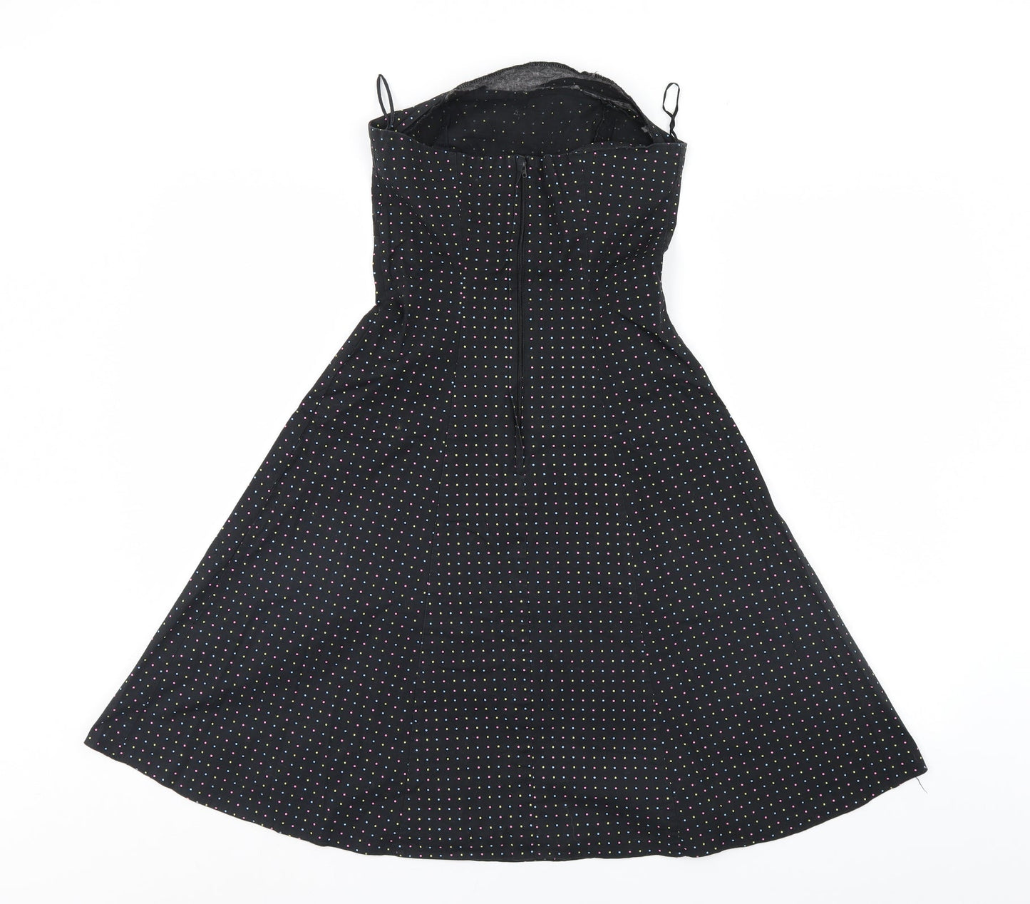New Look Womens Black Polka Dot  A-Line  Size 8