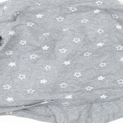 Brand and care label for Marks & Spencer Baby Grey Spotted Basic T-Shirt, size 3-6, Months
