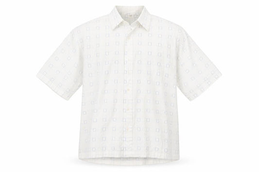 Petroleum Mens White Check   Button-Up Size L