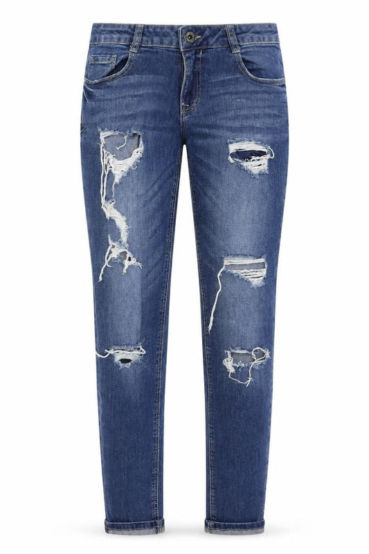 Front view of Denim & Co. women’s blue skinny jeans, size UK 8, 29-inch leg