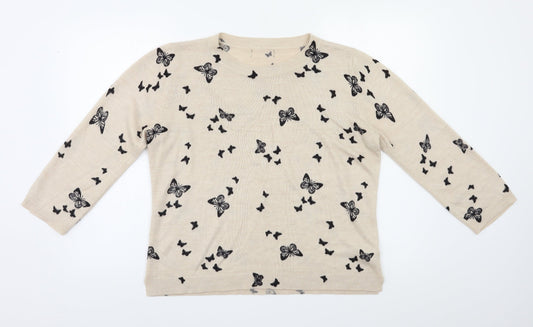 Preworn Womens Beige Geometric  Pullover Jumper Size 14
