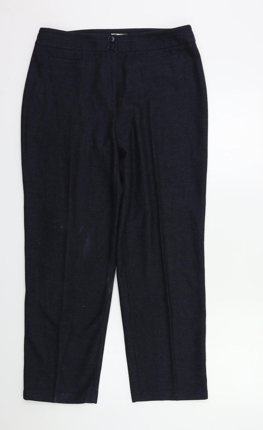 CC Petite Womens Blue Herringbone  Trousers  Size 12 L25 in
