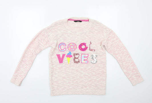 George Girls Pink   Pullover Jumper Size 12 Years  - Sequin detail