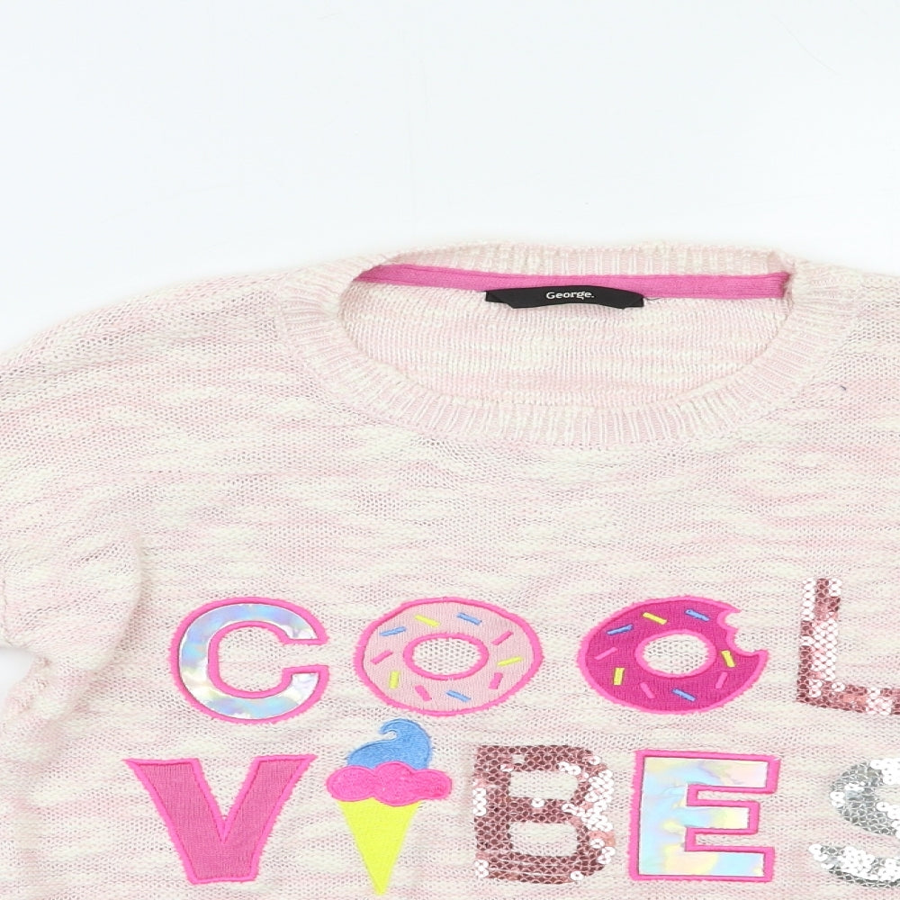 George Girls Pink   Pullover Jumper Size 12 Years  - Sequin detail