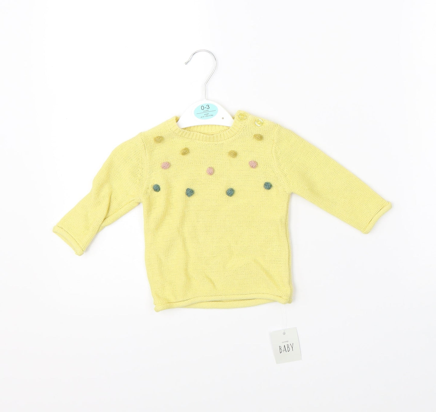 George Girls Yellow  Knit Pullover Jumper Size 0-3 Months