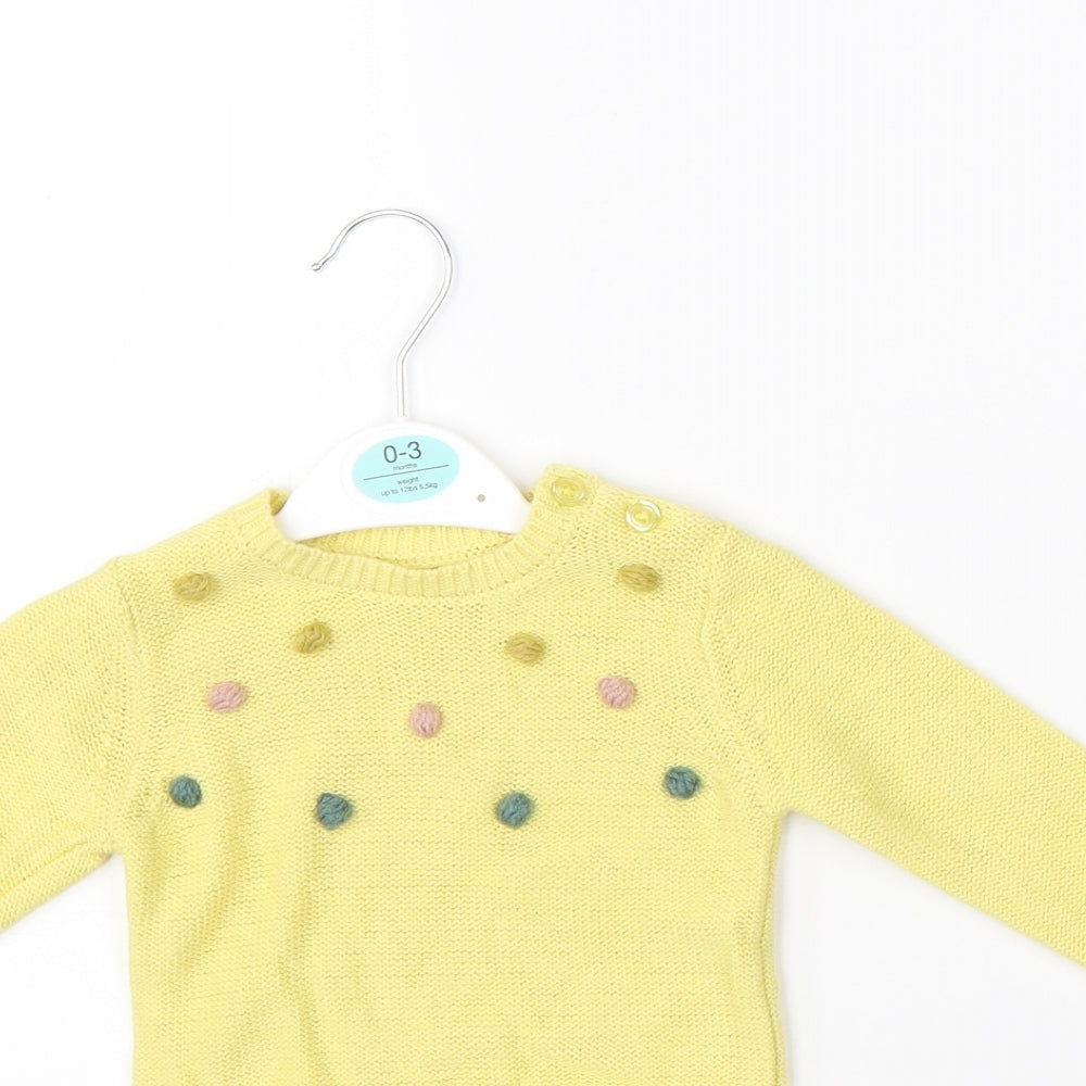 George Girls Yellow  Knit Pullover Jumper Size 0-3 Months