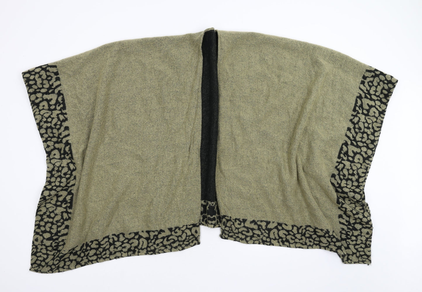 Preworn Womens Brown Animal Print Knit Jacket Poncho One Size