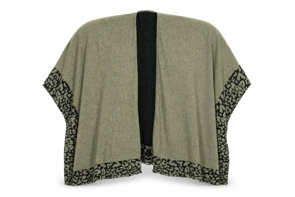 Preworn Womens Brown Animal Print Knit Jacket Poncho One Size