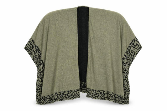 Preworn Womens Brown Animal Print Knit Jacket Poncho One Size