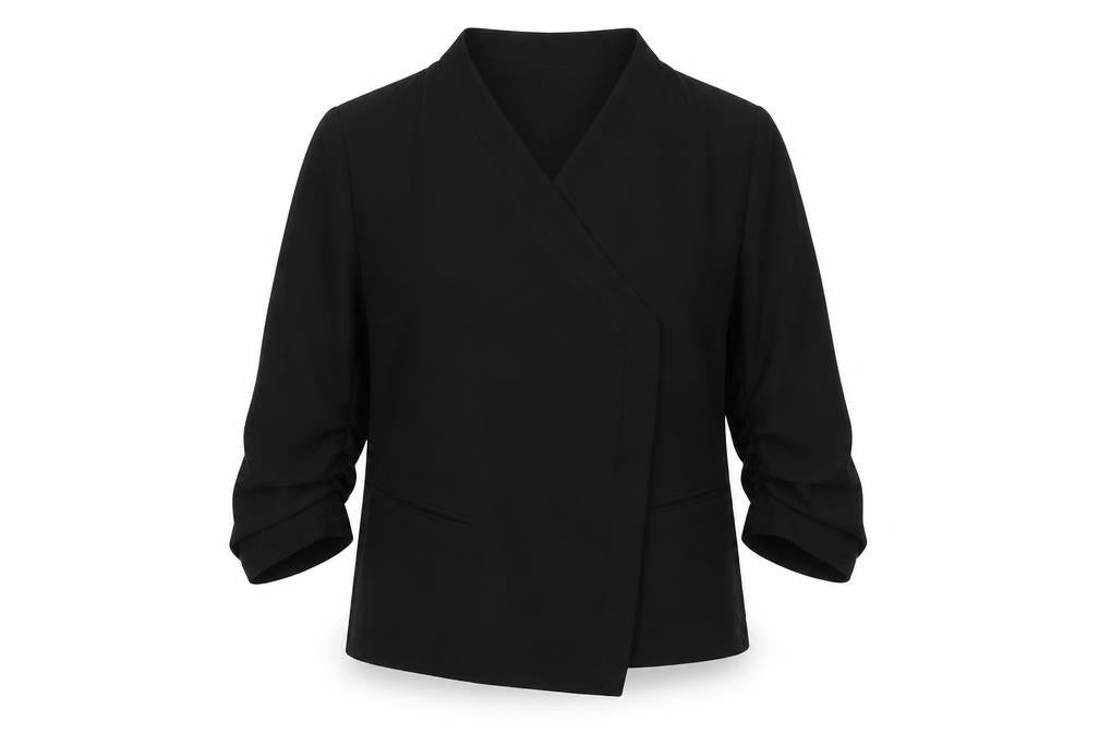 Preworn Womens Black   Jacket Suit Jacket Size S  - Ruched Sleeves