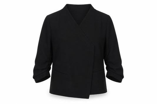 Preworn Womens Black   Jacket Suit Jacket Size S  - Ruched Sleeves