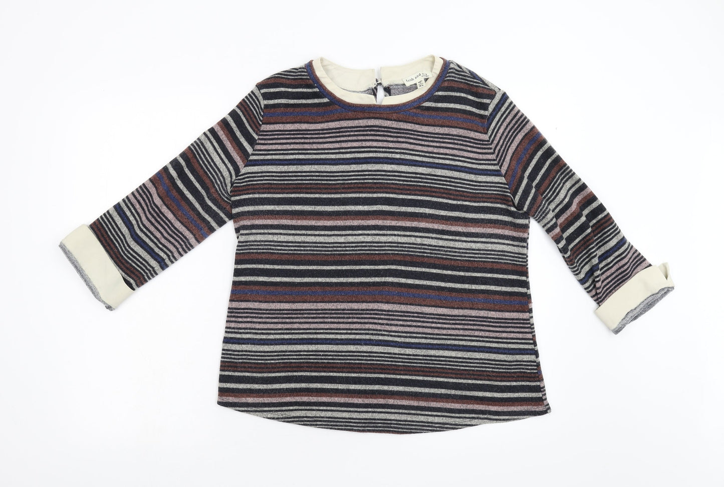 Faith And Joy Womens Multicoloured Striped  Pullover Jumper Size XL