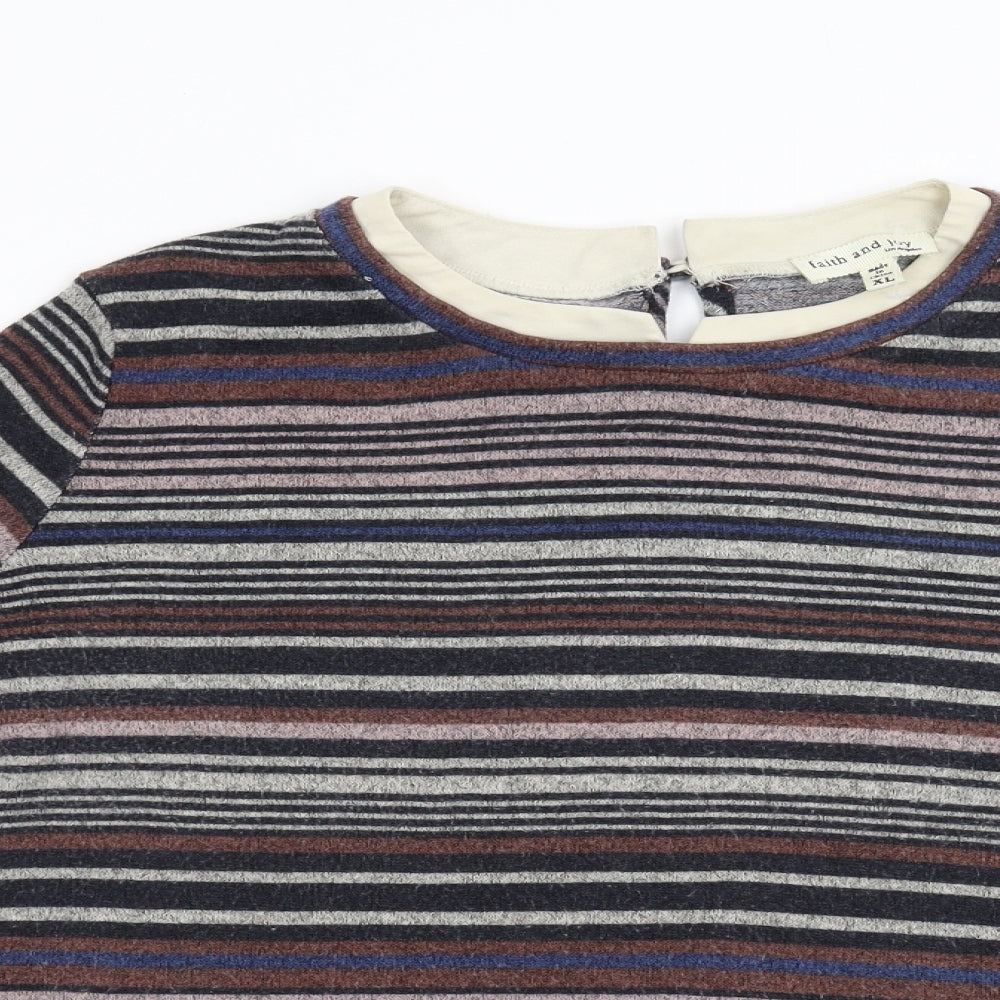 Faith And Joy Womens Multicoloured Striped  Pullover Jumper Size XL