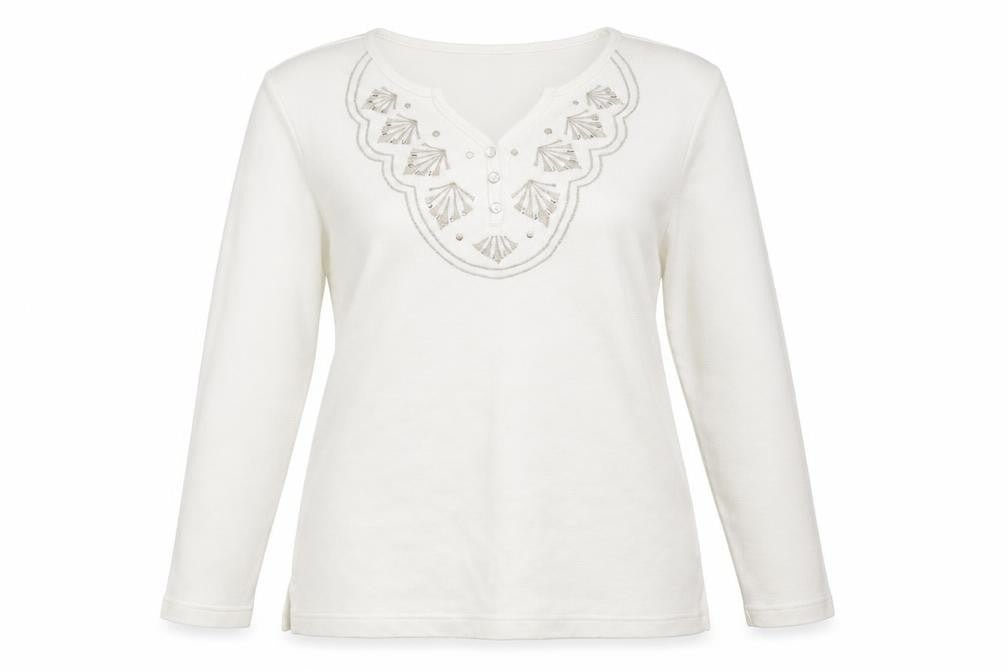 Bonmarché Womens White Pullover Jumper Size S