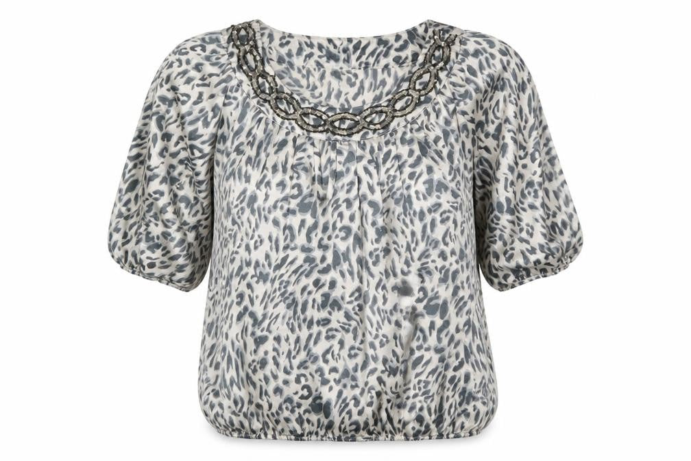 Bonmarché Womens Grey Animal Print Basic Blouse Size 14