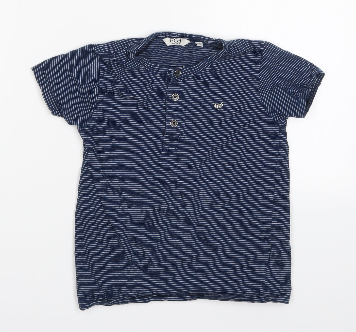 FG4 Boys Blue Striped  Basic T-Shirt Size 5-6 Years