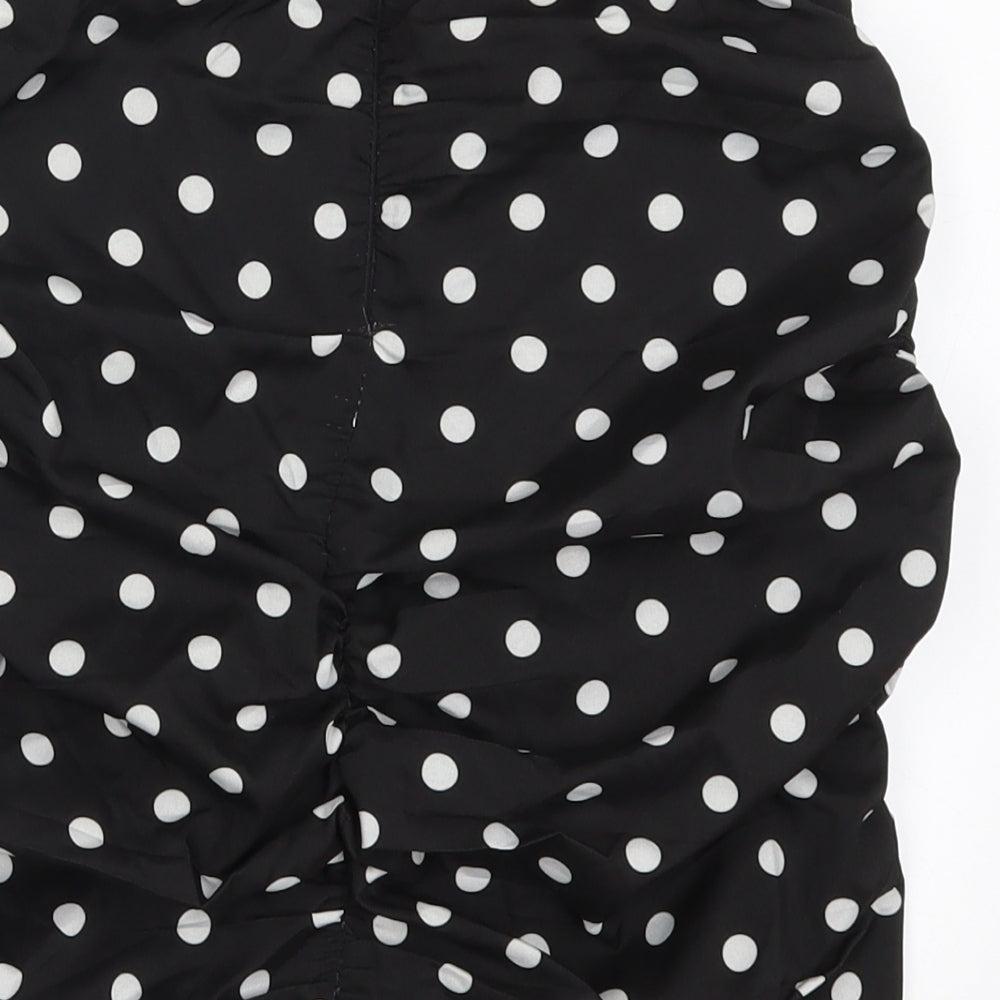 Boohoo Womens Black Polka Dot  Maxi Skirt Size 10